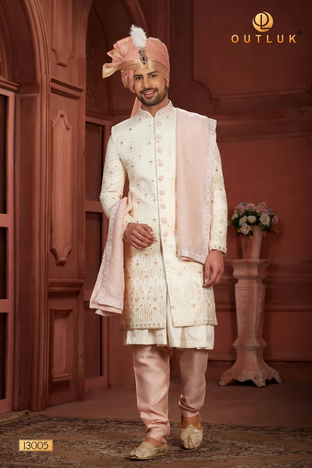 Outluk Wedding Sherwani Vol 13 Pure Silk Wholesale Handwork Sherwani Collection Catalog — Singles, MPA wholesale from Surat - Gallery Image 10